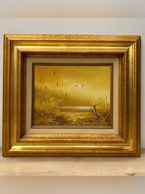 Vintage Coastal Seascape oil painting by Philip Sandee